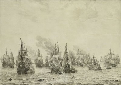 Die Schlacht von Livorno oder Leghorn, ca. 1659-99 von Willem van de Velde the Elder